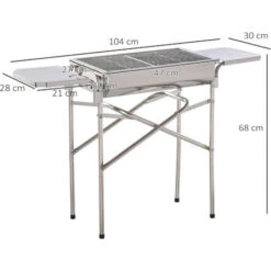 Outsunny Barbecue A Carbonella Grill BBQ Da Giardino Balcone Con Piano D’Appoggio Esterno Acciaio Inox 104 × 30 × 68cm -Prodotti Per Barbecue 11608302 3