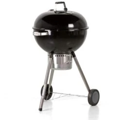 Mastercook - Barbecue A Carbonella Diametro Griglia 57 Cm, Barbecue Con Ruote E Coperchio, BBQ A Carbone Dotato Di Termometro E Sistema Raccogli Cenere, Altezza Griglia Da Terra 78 Cm Nero