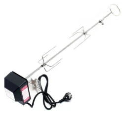 Spiedo Girarrosto Da Barbecue 82 Cm 230 V In Acciaio Inox Con 2 Forchettoni Rosticceria