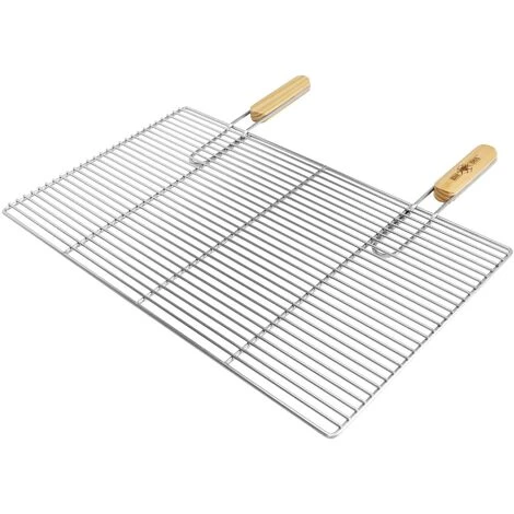 Griglia Grill Barbecue Graticola 2 Manici Legno Acciaio Dimensione 67 X 40 Cm 4 Griglia Grill Barbecue Graticola 2 Manici Legno Acciaio Dimensione 67 X 40 Cm - immagine 2