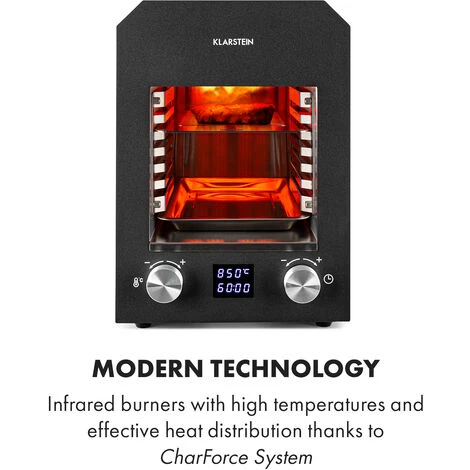 Klarstein Hannibal Grill Ad Alta Temperatura Indoor 2.200W 850°C Acciaio Inox Nero 5 Klarstein Hannibal Grill Ad Alta Temperatura Indoor 2.200W 850°C Acciaio Inox Nero - immagine 3