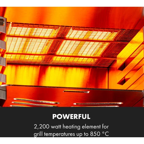 Klarstein Hannibal Grill Ad Alta Temperatura Indoor 2.200W 850°C Acciaio Inox Nero 6 Klarstein Hannibal Grill Ad Alta Temperatura Indoor 2.200W 850°C Acciaio Inox Nero - immagine 4