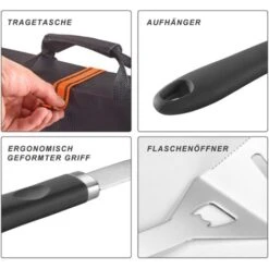 Deuba Utensili Per Barbecue 5 Pezzi Acciaio Inox Borsa Di Trasporto Accessori Griglia Posate BBQ Grigliata -Prodotti Per Barbecue 23753949 5