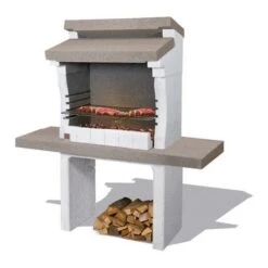 Barbecue In Muratura Sondrio Cm 140x59xh147,5 Kg 317 Carbonella E Legna