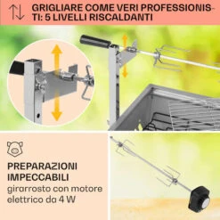 Klarstein Sauenland Mini, Griglia Con Girarrosto, 12kg Max., Acciaio Inox, 4W 9 Klarstein Sauenland Mini, Griglia Con Girarrosto, 12kg Max., Acciaio Inox, 4W -Prodotti Per Barbecue 27421858 3