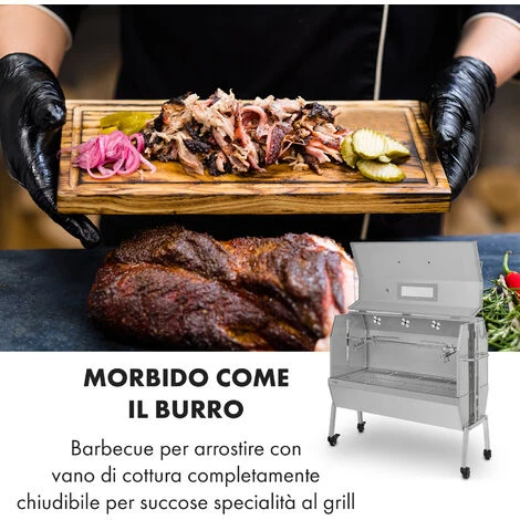 Klarstein Sauenland Pro XL, Griglia Per Maialino, Girarrosto, 4 Rotelle Di Acciaio Inox, 15W 4 Klarstein Sauenland Pro XL, Griglia Per Maialino, Girarrosto, 4 Rotelle Di Acciaio Inox, 15W - immagine 2