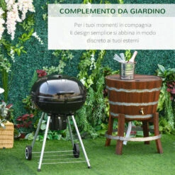 Outsunny Barbecue A Carbonella Con Coperchio E Termometro Doppia Griglia In Metallo Nero -Prodotti Per Barbecue 28945447 4