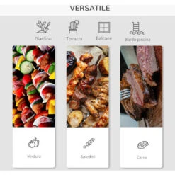 Outsunny Barbecue A Carbonella Con Coperchio E Termometro Doppia Griglia In Metallo Nero -Prodotti Per Barbecue 28945447 5