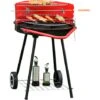 Outsunny Barbecue Grill A Carbone Altezza Regolabile Con Ruote, Nero E Rosso 67 X 51 X 82 Cm -Prodotti Per Barbecue 28945851 1