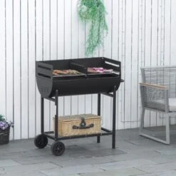 Outsunny Barbecue In Acciaio Con 2 Griglie Indipendenti Nero 90cm X 45cm X 96cm -Prodotti Per Barbecue 28946365 5