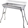 Outsunny Barbecue Acciaio Inox Gambe Pieghevoli 2 Griglie 100 X 43 X 68 Cm -Prodotti Per Barbecue 28947176 1