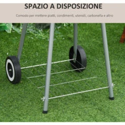 Outsunny Barbecue A Carbonella BBQ Grill Con Coperchio E Ruote 45 × 47.5 × 70cm -Prodotti Per Barbecue 29808856 5