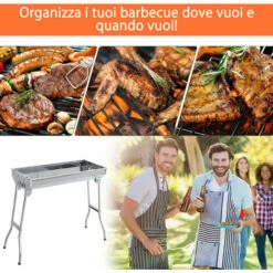 Outsunny Griglia Barbecue Portatile E Pieghevole In Acciaio Inox, 73x33x71cm -Prodotti Per Barbecue 29809184 4