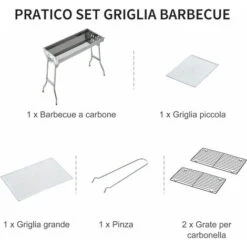 Outsunny Griglia Barbecue Portatile E Pieghevole In Acciaio Inox, 73x33x71cm -Prodotti Per Barbecue 29809184 5