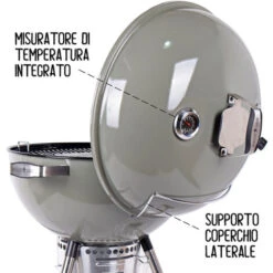 Mastercook - Barbecue A Carbonella Diametro Griglia 57 Cm, Barbecue Con Ruote E Coperchio, BBQ A Carbone Dotato Di Termometro E Sistema Raccogli Cenere, Altezza Griglia Da Terra 78 Cm Gold -Prodotti Per Barbecue 32599624 5