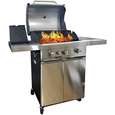 BARBECUE A GAS E PIETRA LAVICA ACCIAIO INOX 3 FUOCHI + FORNELLO LATERALE 37790 4 BARBECUE A GAS E PIETRA LAVICA ACCIAIO INOX 3 FUOCHI + FORNELLO LATERALE 37790 - immagine 2