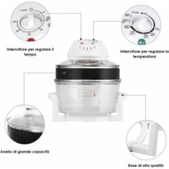 GOPLUS Forno Ad Aria Calda Multifunzione Cuoce Senza Olio Con Funzionalit¨¤ Timer E Scongelamento,12 Litri,1400W -Prodotti Per Barbecue 37329379 4