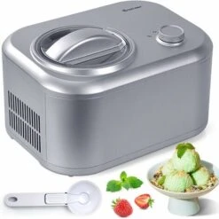 Gelatiera Con Compressore Autorefrigerante 100W, 1L, Macchina Per Gelato E Sorbetti, Ice Cream Maker, 3 Modalit¨¤, 35,5 X 26 X 23 Cm (Argento) -Prodotti Per Barbecue 37329753 2