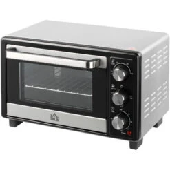 HOMCOM Fornetto Elettrico 16L Temperatura Regolabile E Timer, 3 Metodi Di Cottura E Accessori Inclusi, 44x32x28.1cm - Argento/Nero