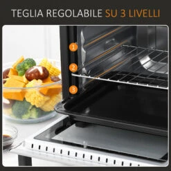 HOMCOM Fornetto Elettrico 16L Temperatura Regolabile E Timer, 3 Metodi Di Cottura E Accessori Inclusi, 44x32x28.1cm - Argento/Nero -Prodotti Per Barbecue 42725635 5