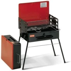 Ferraboli Barbecue A Carbonella Mod. Camping Con Valigia In Acciaio Ideale Per Il Pic Nic