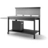 Tavolo Su Ruote Con Credenza Per Plancha, Acciaio Nero E Grigio Forge Adour -Prodotti Per Barbecue 51659022 1