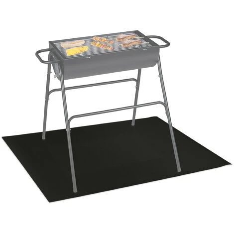 Relaxdays Tappeto Per Barbecue, Protezione Pavimento, Tappetino 90x120 Cm, Griglia A Gas O Carbone, Balcone, Nero 3 Relaxdays Tappeto Per Barbecue, Protezione Pavimento, Tappetino 90x120 Cm, Griglia A Gas O Carbone, Balcone, Nero