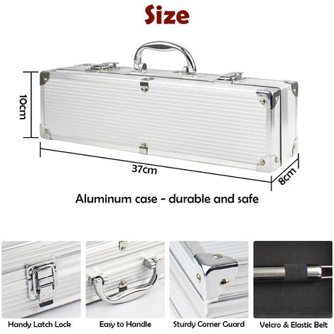 Todeco Kit Barbecue Per Barbecue, Set Di Attrezzi Per Barbecue, Con Custodia In Alluminio, 3 Utensili In Acciaio Inox, Materiale: Lega Di Alluminio, Materiale Della Scatola: Lega Di Alluminio 6 Todeco Kit Barbecue Per Barbecue, Set Di Attrezzi Per Barbecue, Con Custodia In Alluminio, 3 Utensili In Acciaio Inox, Materiale: Lega Di Alluminio, Materiale Della Scatola: Lega Di Alluminio - immagine 4