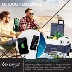 KESSER® Frigobar A Compressore Frigocongelatore Elettrico Con Controllo Tramite App Connessione USB 12/24 V 230 V + Ruote Telescopiche Frigorifero Raffreddamento Fino A -20 °C Per Auto, Camion, Barche -Prodotti Per Barbecue 54384557 3