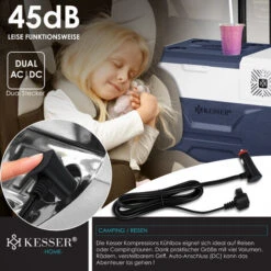 KESSER® Frigobar A Compressore Frigocongelatore Elettrico Con Controllo Tramite App Connessione USB 12/24 V 230 V + Ruote Telescopiche Frigorifero Raffreddamento Fino A -20 °C Per Auto, Camion, Barche -Prodotti Per Barbecue 54384557 5