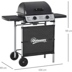 Outsunny Barbecue A Gas Con Coperchio, Bruciatori Da 5.6kW, BBQ E Ruote, 104x49x99cm 9 Outsunny Barbecue A Gas Con Coperchio, Bruciatori Da 5.6kW, BBQ E Ruote, 104x49x99cm -Prodotti Per Barbecue 55292259 3