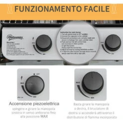 Outsunny Barbecue A Gas Con Coperchio, Bruciatori Da 5.6kW, BBQ E Ruote, 104x49x99cm 11 Outsunny Barbecue A Gas Con Coperchio, Bruciatori Da 5.6kW, BBQ E Ruote, 104x49x99cm -Prodotti Per Barbecue 55292259 5
