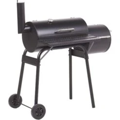 Barbecue A Carbonella Con Coperchio Rotelle E Affumicatore Termometro Nero Katla