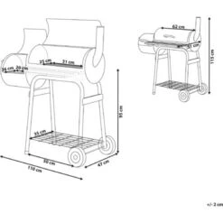 Barbecue A Carbonella Con Coperchio Rotelle E Affumicatore Termometro Nero Satah -Prodotti Per Barbecue 58571668 3
