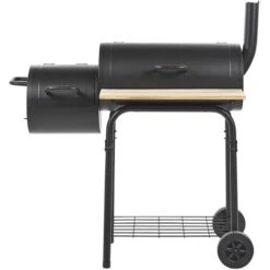 Barbecue A Carbonella Con Coperchio Rotelle E Affumicatore Termometro Nero Satah -Prodotti Per Barbecue 58571668 4