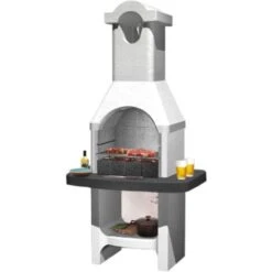 Torquay Lm Barbecue In Muratura Piano Di Lavoro Con Superficie D'appoggio Laterale E Griglia 88x58x177,1 Cm Funzionamento A Carbonella