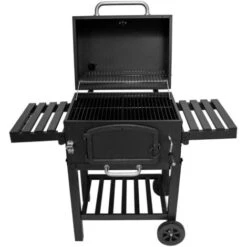 BBQ Barbecue Affumicatore Barbeque Da Giardino Carbonella Forno Regolabile Con 4 Ventole Termometro Ripiani Laterali Ganci Apribottiglie Ruote Copertura Antipioggia Spazzola Metallica - XL
