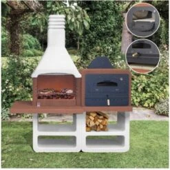 BARBECUE PORTOFINO 194X64XH229CM A LEGNA E CARBONELLA CON FORNO -Prodotti Per Barbecue 62856123 2
