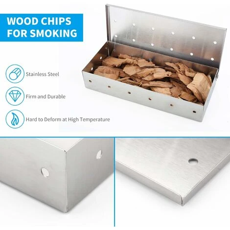 Scatola Per Barbecue Affumicatore Scatola Affumicata In Acciaio Inossidabile Griglia Per Barbecue Scatola Per Fumatori Accessorio Per Griglia A Gas, Griglia A Carbone 5 Scatola Per Barbecue Affumicatore Scatola Affumicata In Acciaio Inossidabile Griglia Per Barbecue Scatola Per Fumatori Accessorio Per Griglia A Gas, Griglia A Carbone - immagine 3