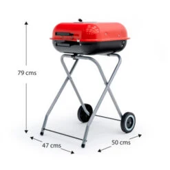 Barbacoa De Carbón Portátil Plegable En Acero Con Ruedas Kekai Flathead 50x47x79 Cm De Forma Cuadrada En Color Esmaltado Rojo -Prodotti Per Barbecue 69347124 4