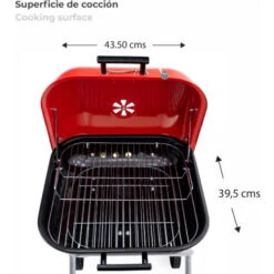 Barbacoa De Carbón Portátil Plegable En Acero Con Ruedas Kekai Flathead 50x47x79 Cm De Forma Cuadrada En Color Esmaltado Rojo -Prodotti Per Barbecue 69347124 5