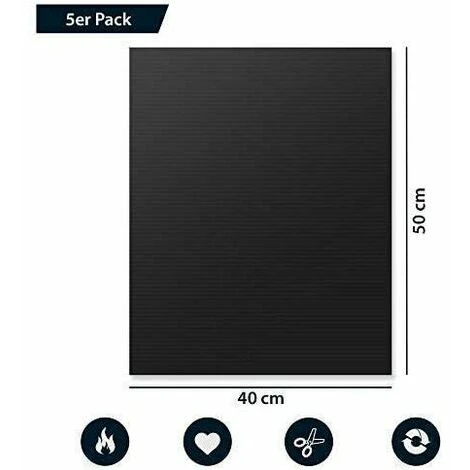 Tappetino Per Barbecue X5 - Set Di 5 Tappetini Per Griglia XL 50x40 Cm Riutilizzabili Antiaderenti - Fogli Per Forno A Gas Barbecue Elettrico Carbone Legna Microonde Silicone - Nero 5 Tappetino Per Barbecue X5 - Set Di 5 Tappetini Per Griglia XL 50x40 Cm Riutilizzabili Antiaderenti - Fogli Per Forno A Gas Barbecue Elettrico Carbone Legna Microonde Silicone - Nero - immagine 3