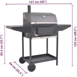 Barbecue A Carbonella Con Ripiano Inferiore Nero VidaXL -Prodotti Per Barbecue 7220932 3
