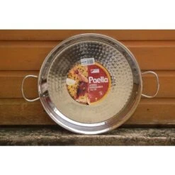 La Valenciana - Tegame Per Paella In Acciaio INOX 18/10, Acciaio Inossidabile, Nero, 38 Cm