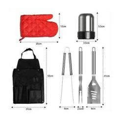SET BARBECUE Kit Professionale 7 Pezzi In Acciaio Inox-Portatile Accessori BBQ -Prodotti Per Barbecue 81664808 3
