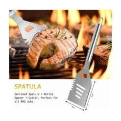 SET BARBECUE Kit Professionale 7 Pezzi In Acciaio Inox-Portatile Accessori BBQ -Prodotti Per Barbecue 81664808 5