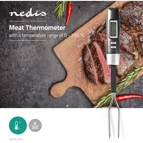 Nedis Termometro Per Carne Impostazione Della Temperatura Display LCD 0 - 110 °C Argento / Nero 4 Nedis Termometro Per Carne Impostazione Della Temperatura Display LCD 0 - 110 °C Argento / Nero - immagine 2