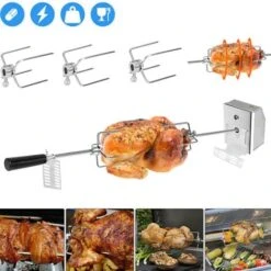 Set Di Spiedini Per Barbecue In Acciaio Inox, 107 Cm, Con Motore, 4 Aghi Per Carne, 220 V – 240 V, Girarrosto Elettrico, Girarrosto HENGMEI -Prodotti Per Barbecue 88136364 4