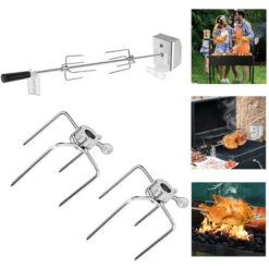 Set Di Spiedini Per Barbecue In Acciaio Inox, 107 Cm, Con Motore, 4 Aghi Per Carne, 220 V – 240 V, Girarrosto Elettrico, Girarrosto HENGMEI -Prodotti Per Barbecue 88136364 5