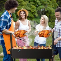 Barbecue Elettrici Set Di Spiedo Per Carne BBQ In Acciaio Inox 107cm Morsetto Per Carne BBQ Con Motore Incl. Aghi Per Carne, 220V - 240V HENGMEI -Prodotti Per Barbecue 88136445 4